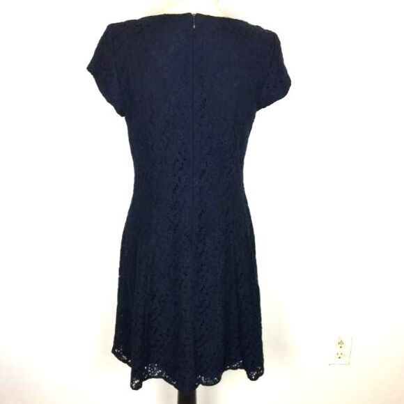 Sandra Darren dress black lace eyelet fitted cocktail dress 10 m party evening - Picture 3 of 12